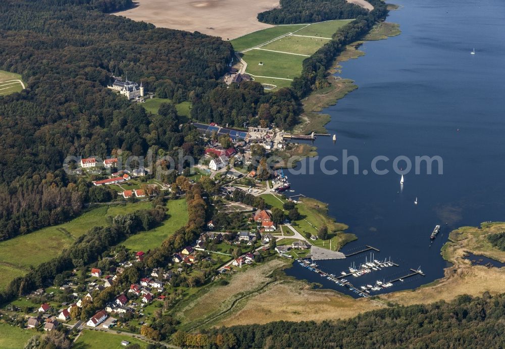 Ralswiek from the bird's eye view: Village on the banks of the area Grosser Jasmunder Bodden in Ralswiek in the state Mecklenburg - Western Pomerania