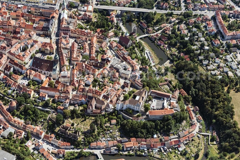 Aerial image Bautzen - Village on the banks of the area Hauptspree - river course in Bautzen in the state Saxony, Germany