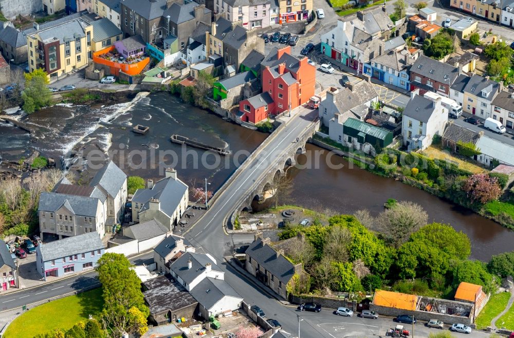 Ennistimon from above - Village on the banks of the area Inagh River - river course in Ennistimon in Clare, Ireland