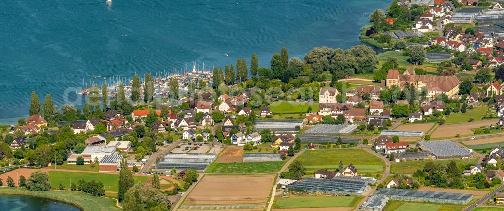 Reichenau from the bird's eye view: Village on the banks of the area lake Insel Reichenau in Reichenau in the state Baden-Wuerttemberg, Germany