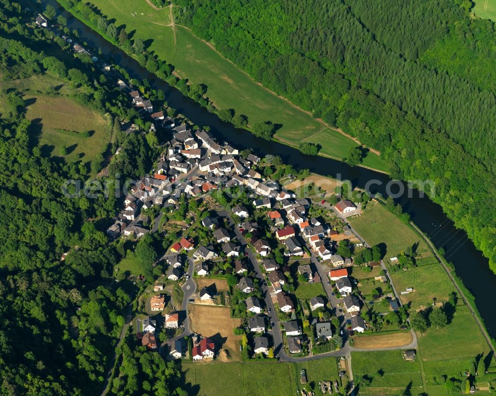 Geilnau from above - Village on the banks of the area Lahn - river course in Geilnau in the state Rhineland-Palatinate