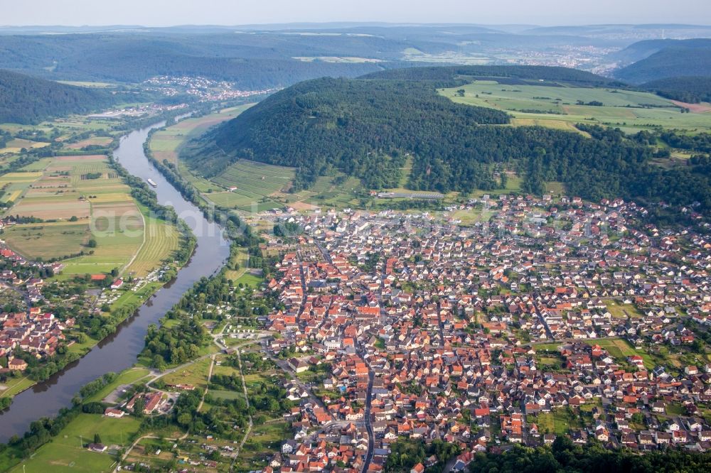 Aerial photograph Großheubach - Village on the banks of the area Main - river course in Grossheubach in the state Bavaria, Germany