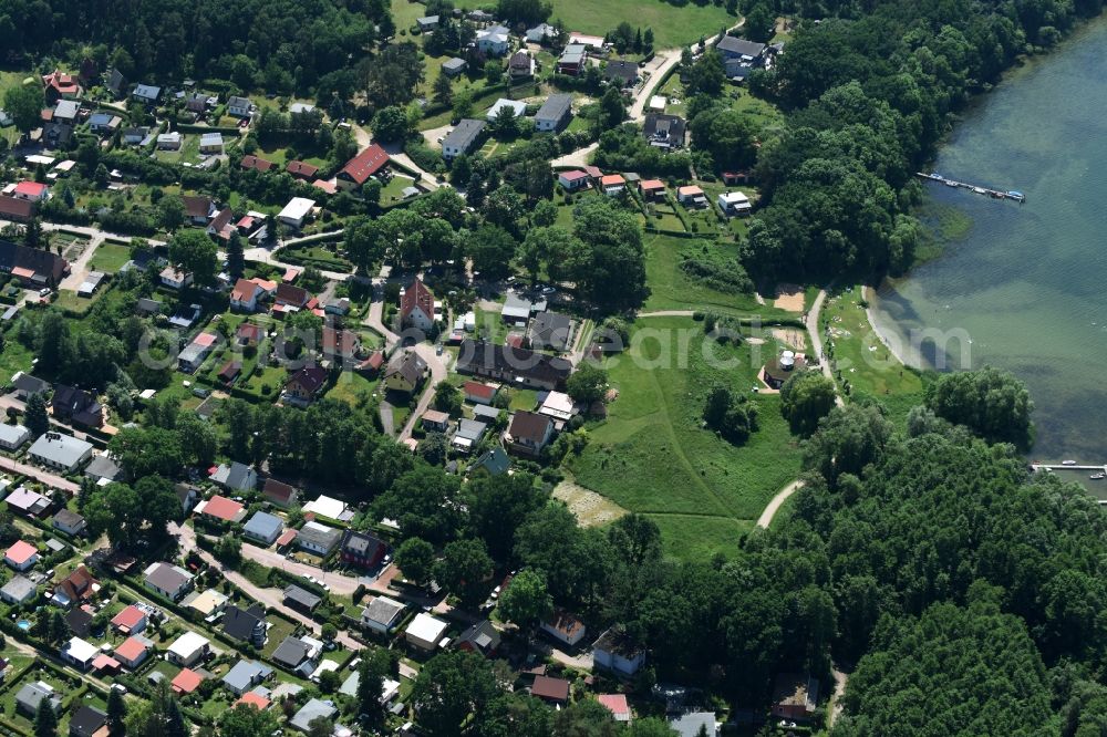 Zislow from above - Village on the banks of the area Plauer See in Zislow in the state Mecklenburg - Western Pomerania