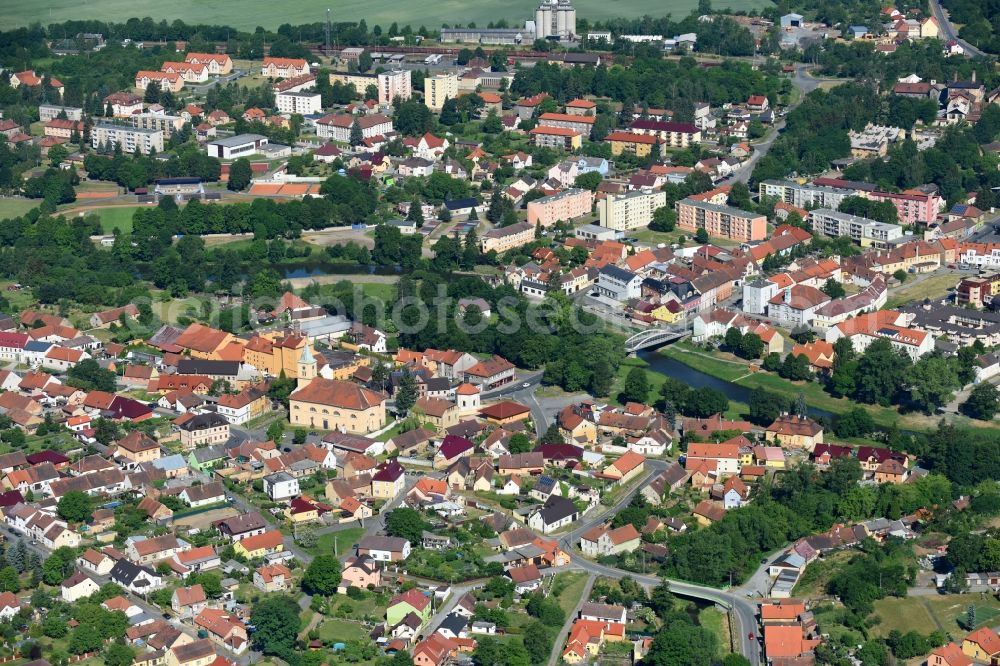 Stod from above - Village on the banks of the area Radbuza - river course in Stod in Plzensky kraj - Pilsner Region - Boehmen, Czech Republic