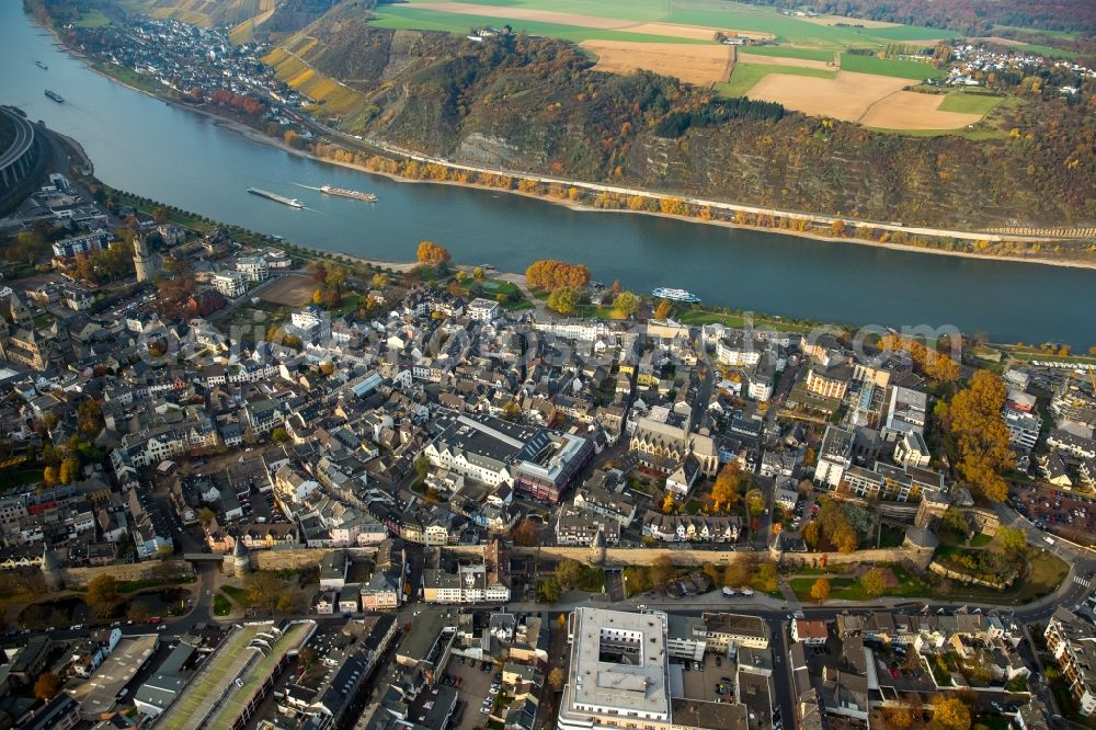 Andernach from above - Village on the banks of the area Rhein- river course in Andernach in the state Rhineland-Palatinate