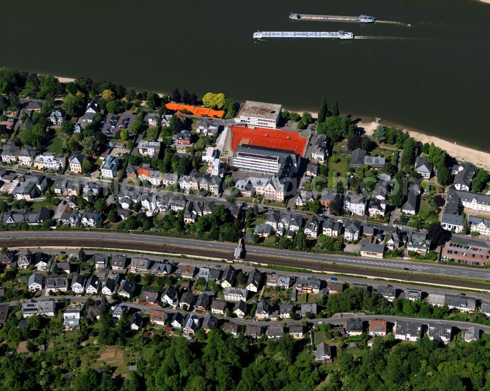 Aerial photograph Boppard - Village on the banks of the area Rhine - river course in Boppard in the state Rhineland-Palatinate