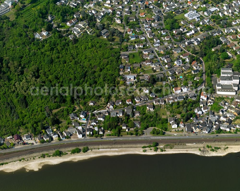 Aerial photograph Neuwied, Feldkirchen - Village on the banks of the area rhine - river course in Neuwied in the state Rhineland-Palatinate