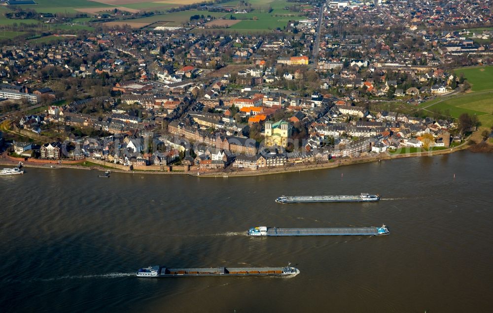 Kalkar from above - Village on the banks of the area Rhein - river course in Rees in the state North Rhine-Westphalia