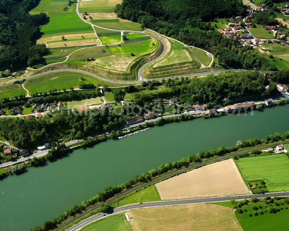 Aerial image Hauenstein - Village on the banks of the area Rhine - river course in Hauenstein in the state Baden-Wuerttemberg, Germany