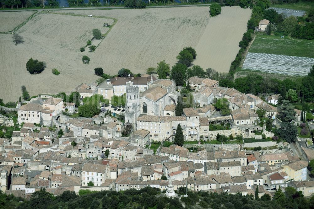 Viviers from above - Village on the banks of the area Rotten - river course in Viviers in Auvergne Rhone-Alpes, France