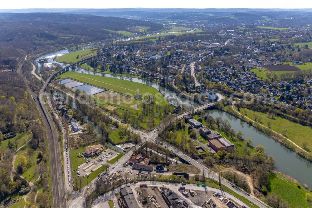 Witten from the bird's eye view: Village on the banks of the area Ruhr - river course in Bommern at Ruhrgebiet in the state North Rhine-Westphalia, Germany