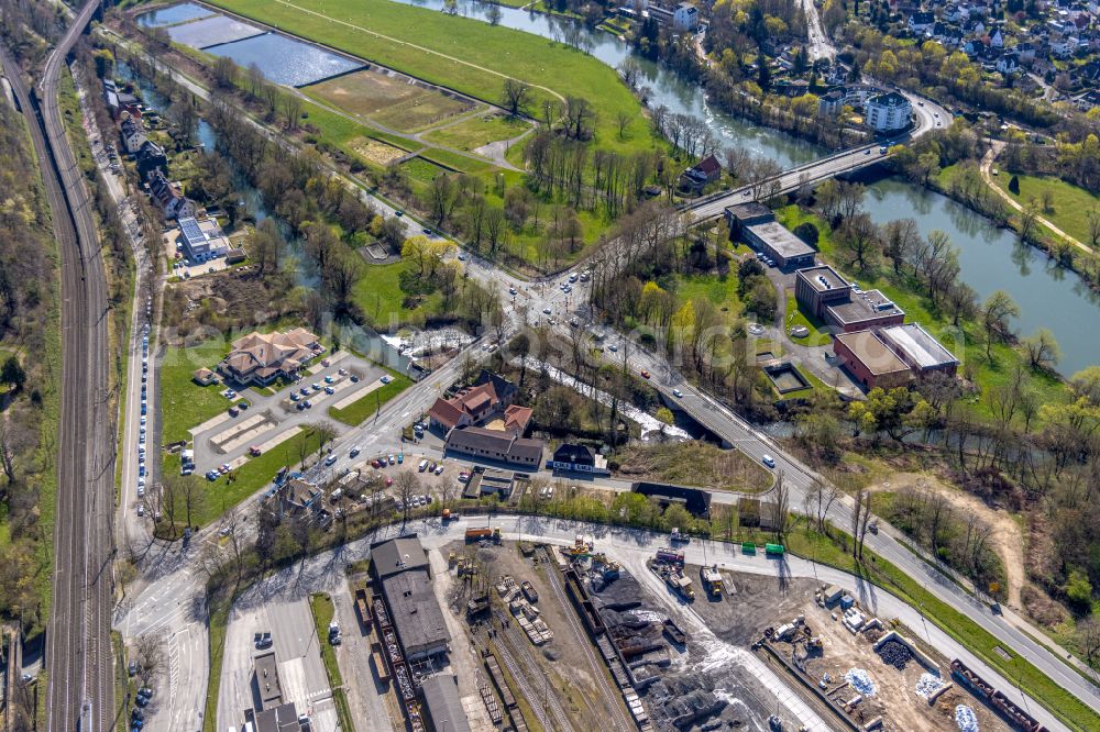 Aerial image Witten - Village on the banks of the area Ruhr - river course in Bommern at Ruhrgebiet in the state North Rhine-Westphalia, Germany