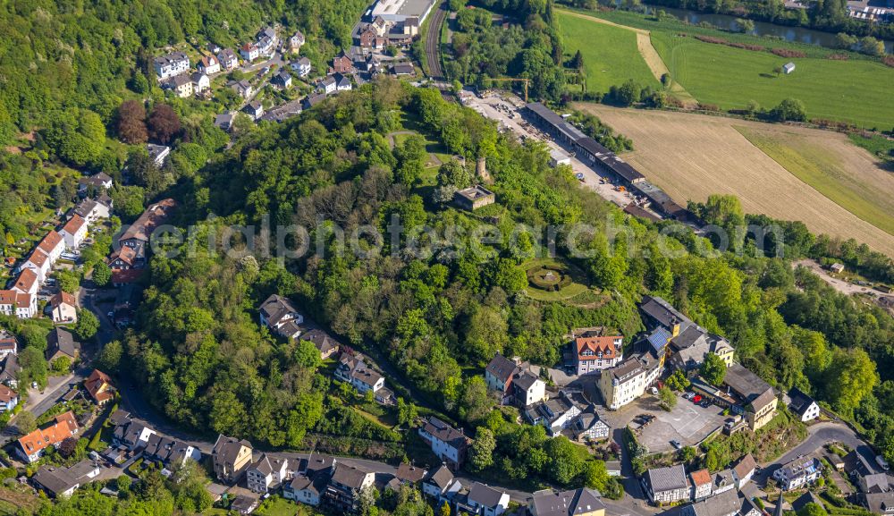 Aerial image Volmarstein - Village on the banks of the area Ruhr - river course in Volmarstein in the state North Rhine-Westphalia, Germany