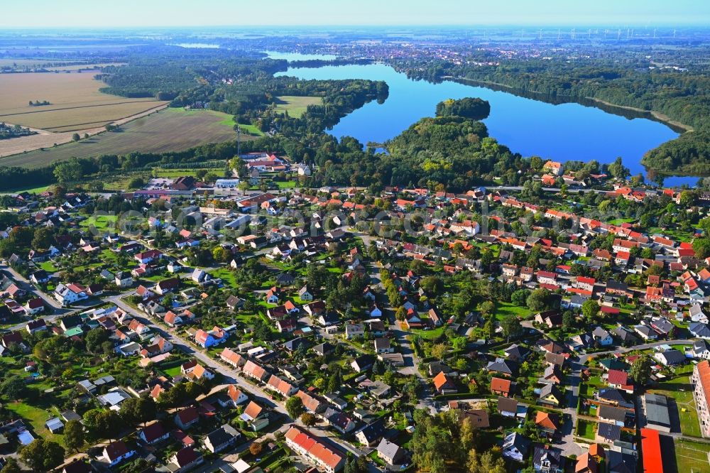 Alt Ruppin from above - Village on the banks of the area lake of Ruppiner See in Alt Ruppin in the state Brandenburg, Germany