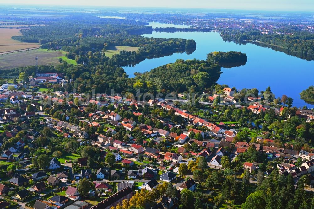 Aerial image Alt Ruppin - Village on the banks of the area lake of Ruppiner See in Alt Ruppin in the state Brandenburg, Germany