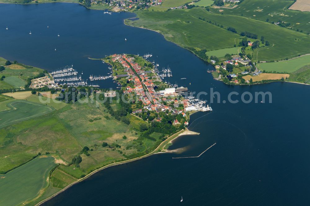 Arnis from above - Village on the banks of the area Schlei in Arnis in the state Schleswig-Holstein