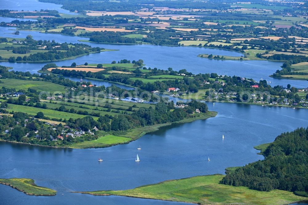 Aerial image Brodersby - Village on the banks of the area lake of Schlei in Brodersby in the state Schleswig-Holstein, Germany