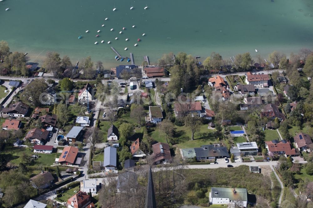 Aerial image Wörthsee - Village on the banks of the area SEEHAUS RAABE along the Seestrasse in the district Steinebach in Woerthsee in the state Bavaria, Germany