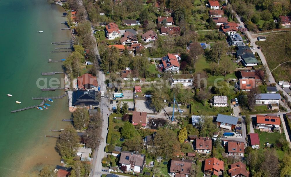 Aerial image Wörthsee - Village on the banks of the area SEEHAUS RAABE along the Seestrasse in the district Steinebach in Woerthsee in the state Bavaria, Germany