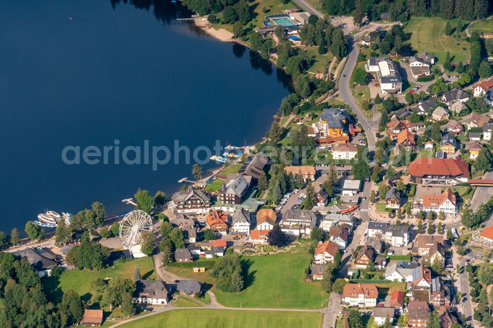 Aerial image Titisee-Neustadt - Village on the banks of the area Titisee Schwarzwald in Titisee-Neustadt in the state Baden-Wurttemberg, Germany