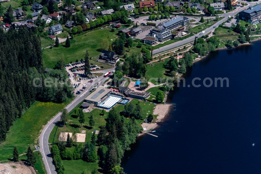 Titisee-Neustadt from above - Village on the banks of the area lake Titisee in Titisee-Neustadt in the state Baden-Wurttemberg