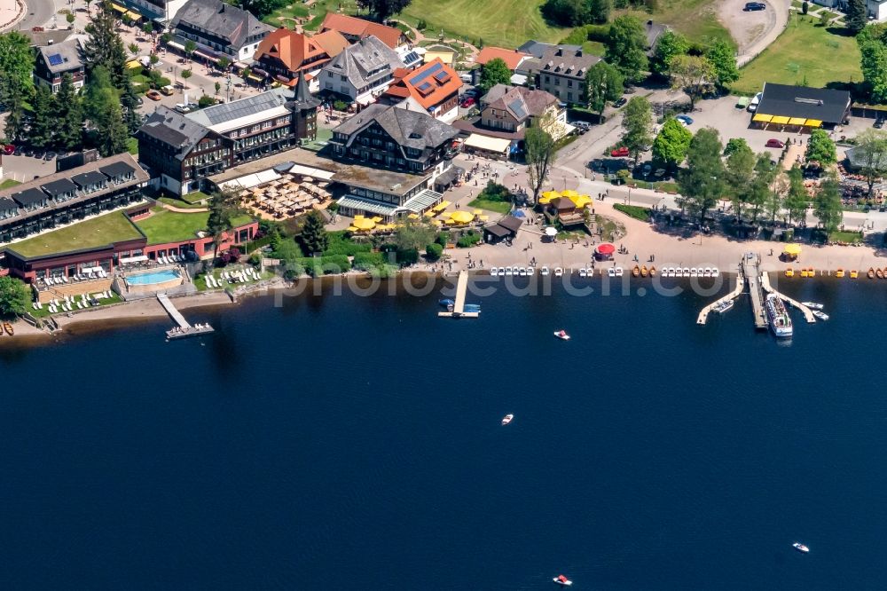 Titisee-Neustadt from above - Village on the banks of the area lake Titisee in Titisee-Neustadt in the state Baden-Wurttemberg