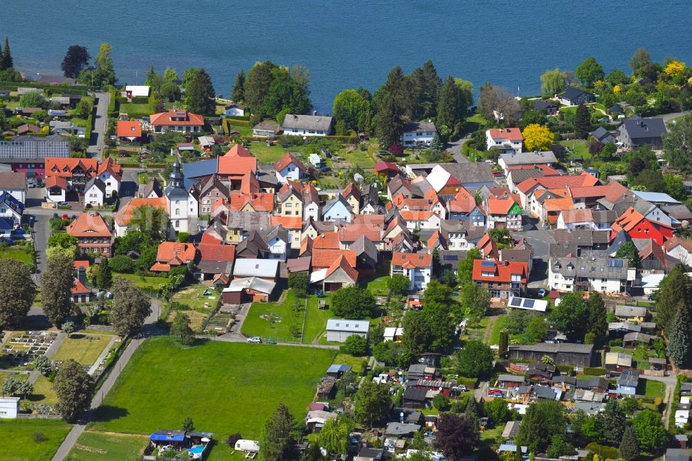 Trais-Horloff from above - Village on the banks of the area on Trais-Horloffer See in Trais-Horloff in the state Hesse, Germany