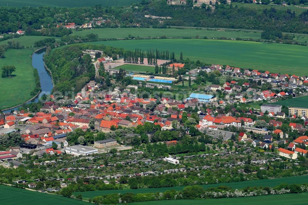 Aerial image Nebra (Unstrut) - Village on the banks of the area Unstrut - river course in Nebra (Unstrut) in the state Saxony-Anhalt, Germany