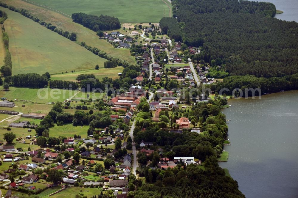 Wusterhausen/Dosse from above - Village on the banks of the area Unter See in Wusterhausen/Dosse in the state Brandenburg, Germany