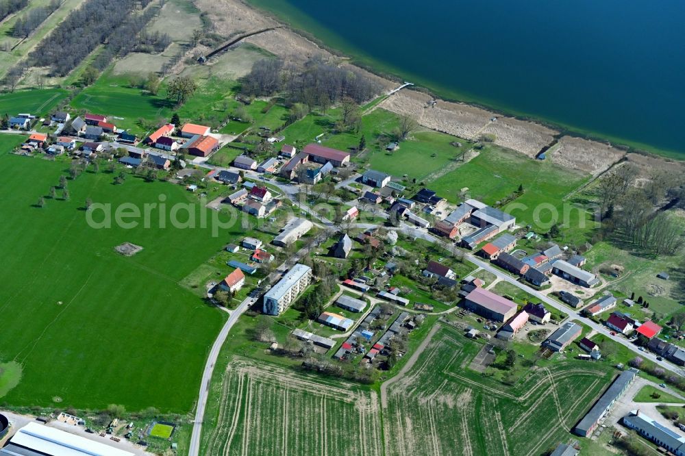 Aerial image Zollchow - Village on the banks of the area lake of Unteruckersee in Zollchow in the state Brandenburg, Germany