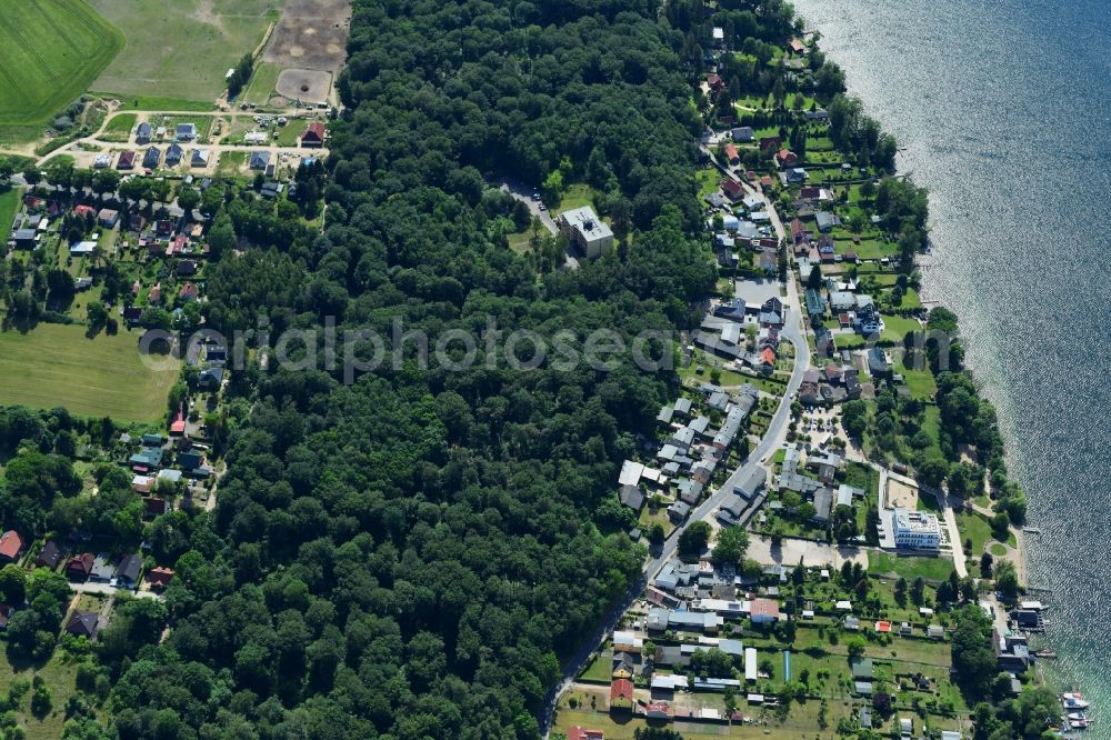 Altenhof from the bird's eye view: Village on the banks of the area of Werbellinsee in Altenhof in the state Brandenburg, Germany