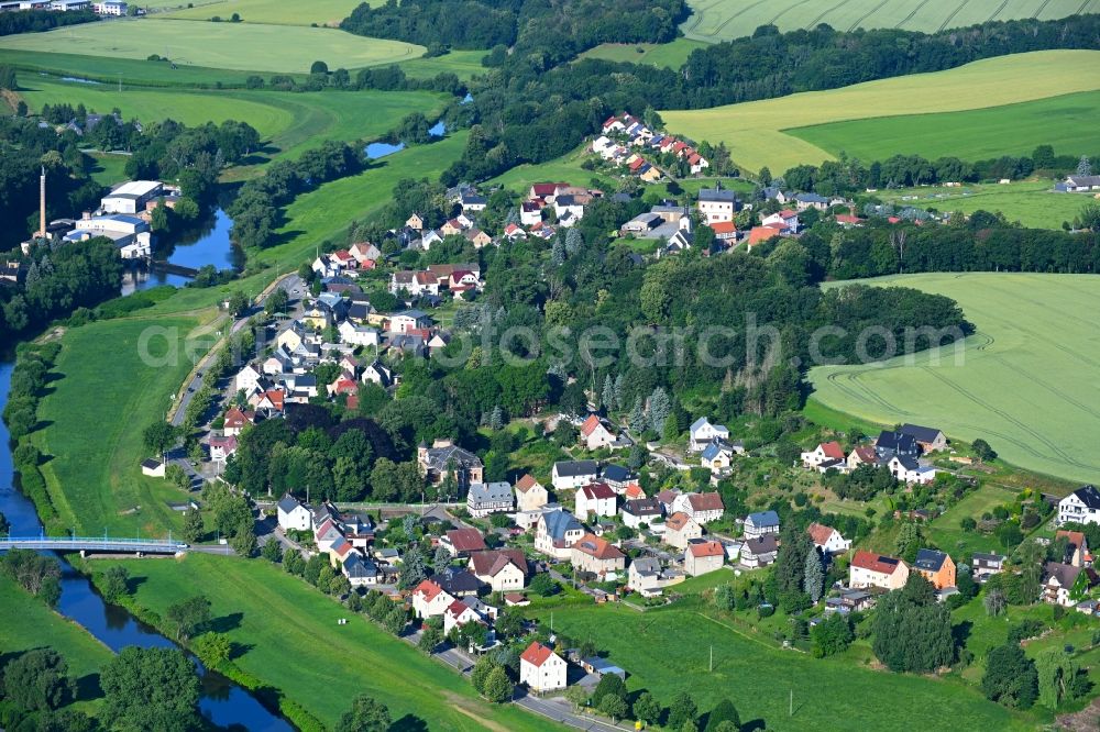 Aerial image Remse - Village on the banks of the area Zwickauer Mulde - river course in Remse in the state Saxony, Germany