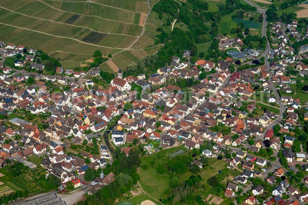 Ehrenkirchen from above - The district Ehrenstetten in Ehrenkirchen in the state Baden-Wuerttemberg, Germany