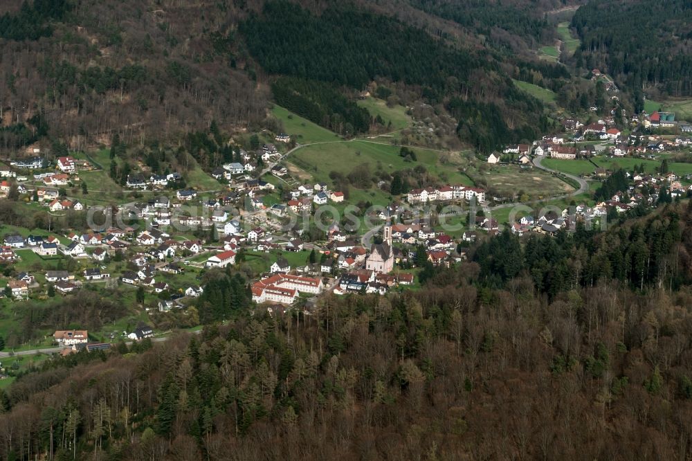 Aerial image Ettenheim - The district Ettenheim Muenster in Ettenheim in the state Baden-Wuerttemberg, Germany