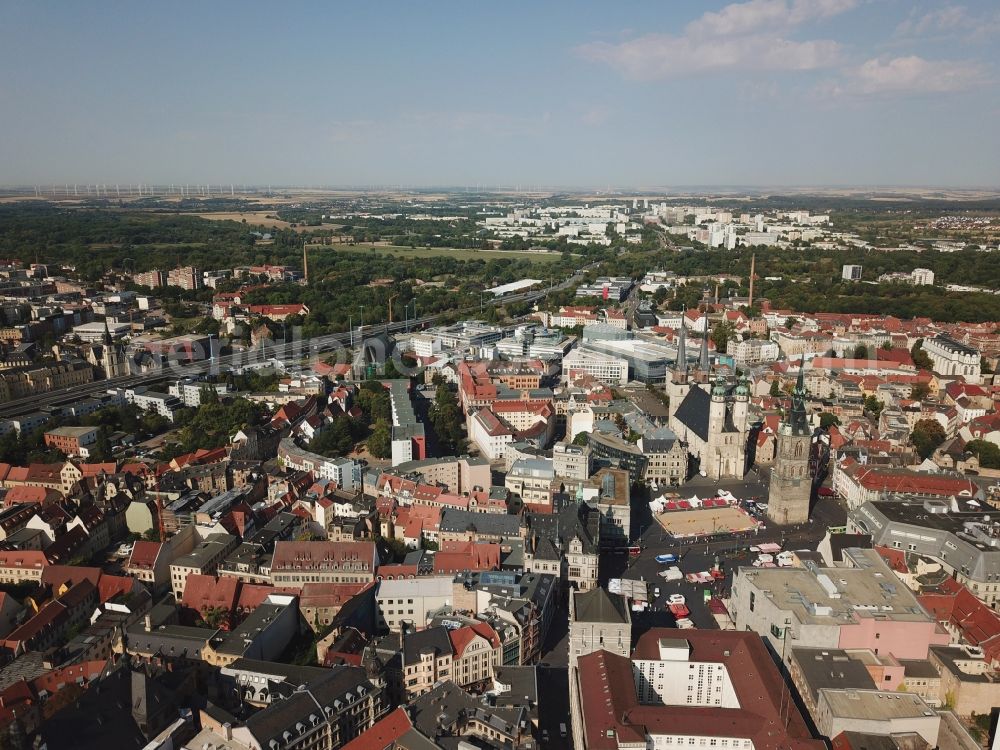 Halle (Saale) from above - District Glaucha in Halle (Saale) in the state Saxony-Anhalt, Germany