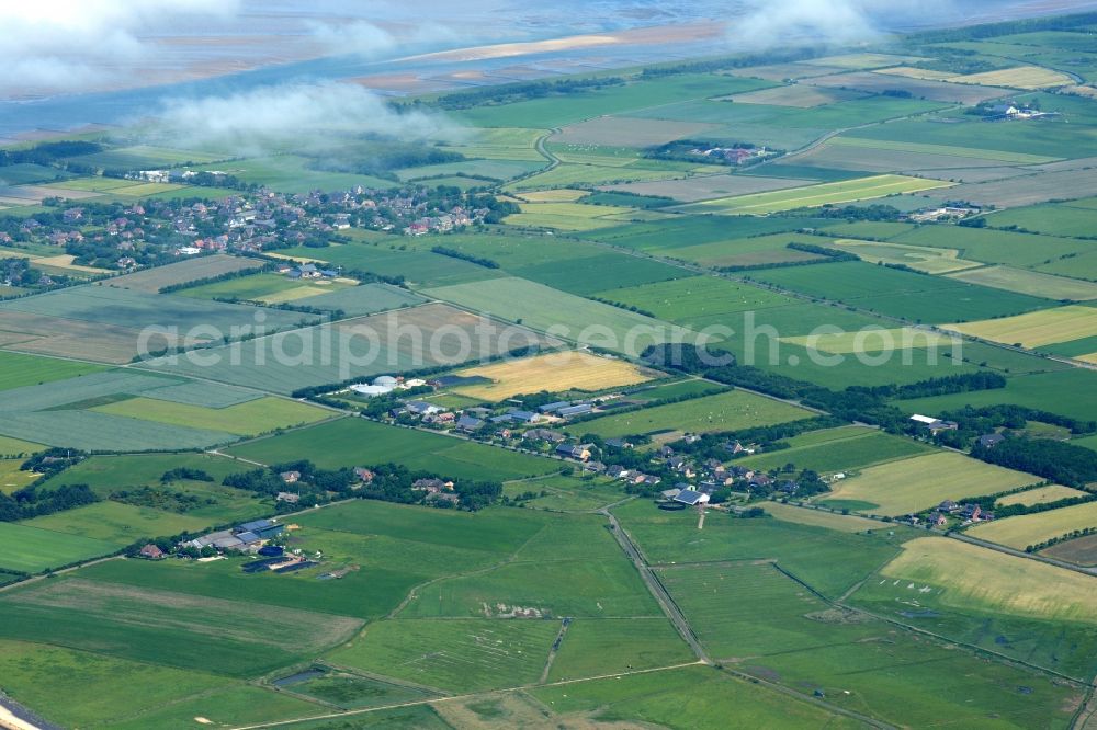 Utersum from above - The district Hedehusum in Utersum in the state Schleswig-Holstein