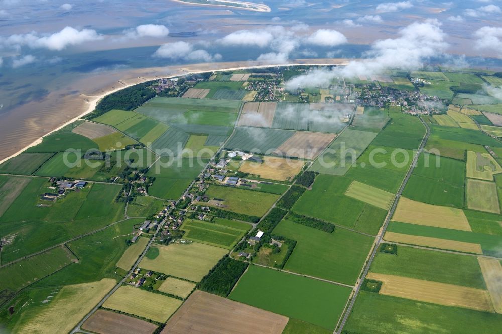 Aerial image Utersum - The district Hedehusum in Utersum in the state Schleswig-Holstein