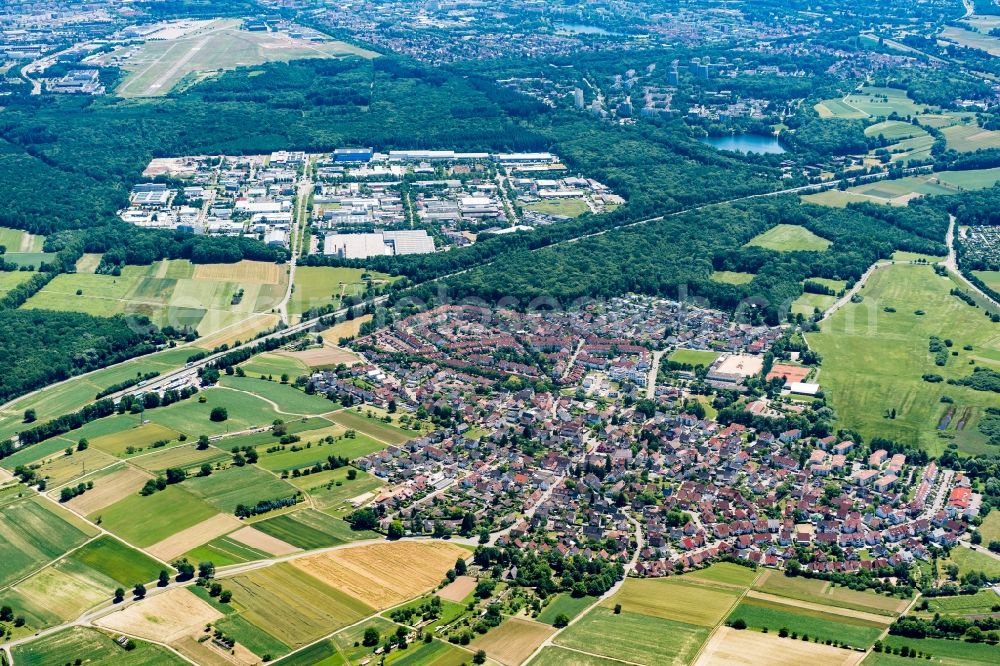 Aerial image Freiburg im Breisgau - The district Hochdorf, March in Freiburg im Breisgau in the state Baden-Wuerttemberg, Germany