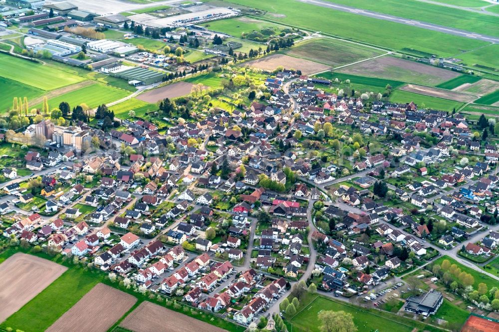 Lahr/Schwarzwald from above - The district Kuerzel direkt on Flughafen in Lahr/Schwarzwald in the state Baden-Wuerttemberg, Germany