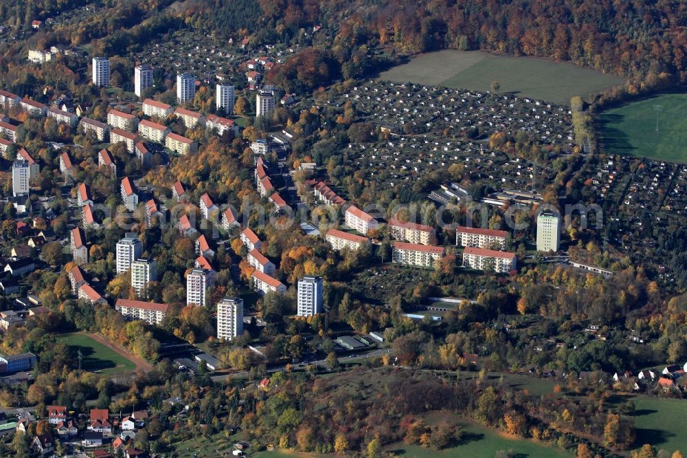 Jena from above - Löbstedt district of Jena in Thuringia