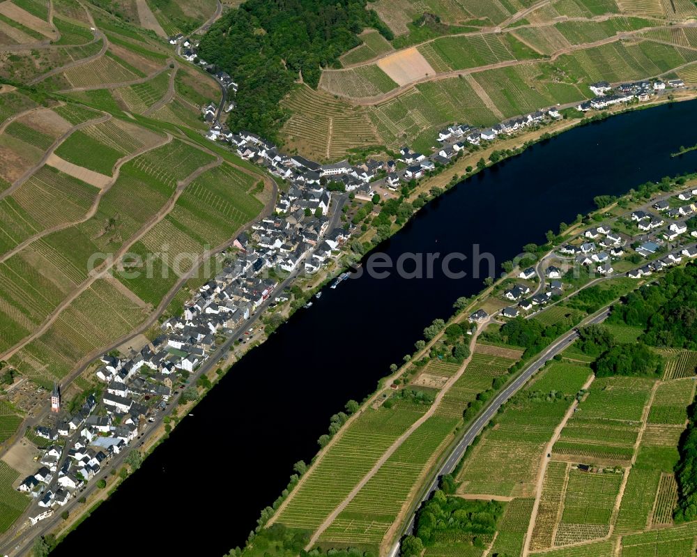 Aerial image Zell (Mosel) Merl - Merl district on the banks of the Moselle flux flow in Zell (Mosel) in Rhineland-Palatinate