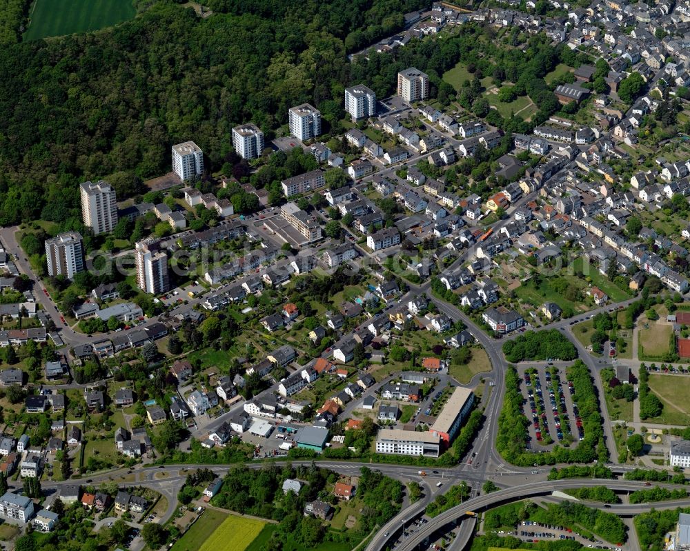 Metternich in Koblenz from above - The district Metternich in Koblenz in the state Rhineland-Palatinate