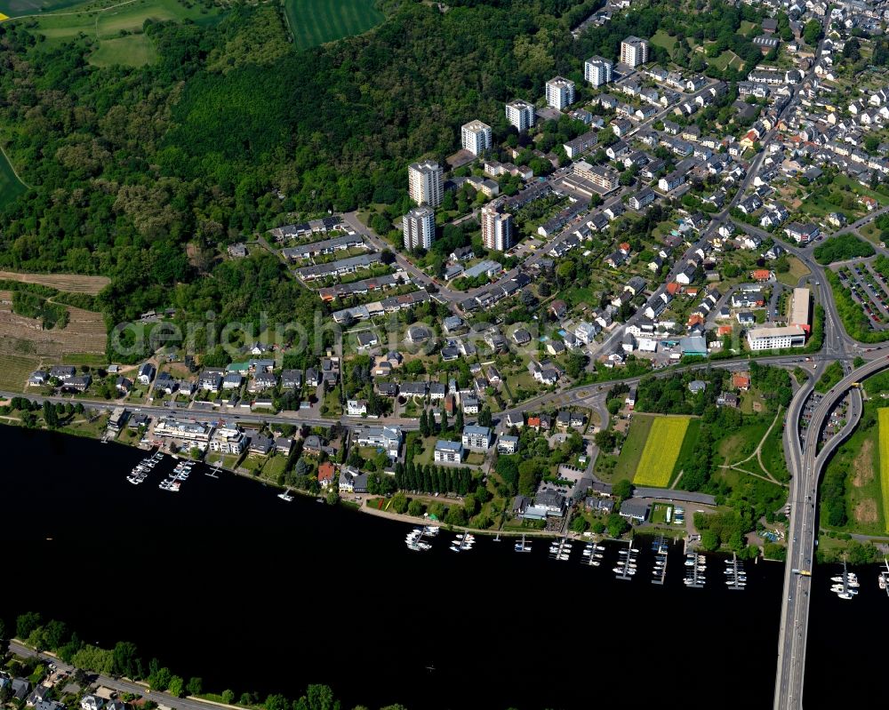 Metternich in Koblenz from the bird's eye view: The district Metternich in Koblenz in the state Rhineland-Palatinate