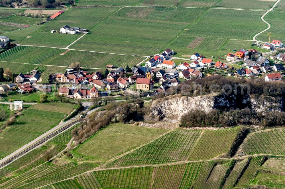 Vogtsburg im Kaiserstuhl from above - The district Niederrottweil in Vogtsburg im Kaiserstuhl in the state Baden-Wuerttemberg, Germany