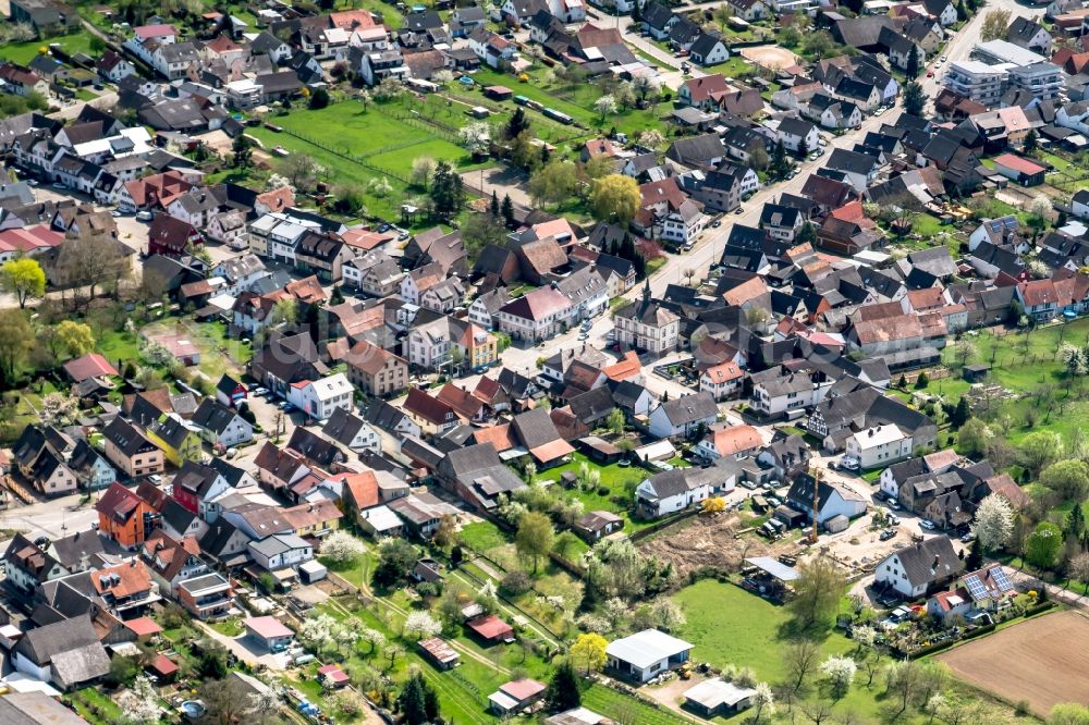 Aerial photograph Rheinhausen - The district Oberhausen in Rheinhausen in the state Baden-Wuerttemberg, Germany