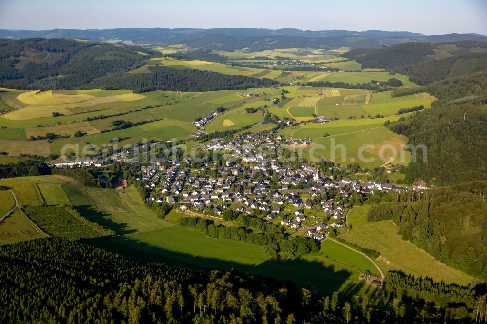 Schmallenberg OT Bödefeld from the bird's eye view: District view of Boedefeld in Schmallenberg in the state North Rhine-Westphalia