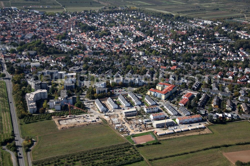 Aerial photograph Mainz - View of the Drais part of Mainz in the state of Rhineland-Palatinate. Drais is the smallest district of the state capital and is located on a hill in the West of the city. It is characterised by agriculture, fruit and vegetable fields