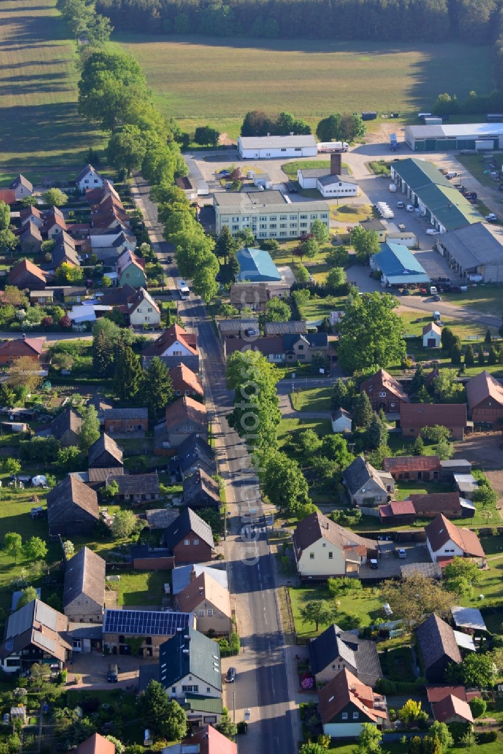 Neuruppin from above - View of the Guehlen-Glienicke part of the town of Neuruppin in the state of Brandenburg. Neuruppin is the main town of the Ruppiner Land region and capital of the county district of Ostprignitz-Ruppin in the North of the state. Guehlen-Glienicke is located on a forest on the county road L16 and mainly consists of single family homes and agricultural businesses