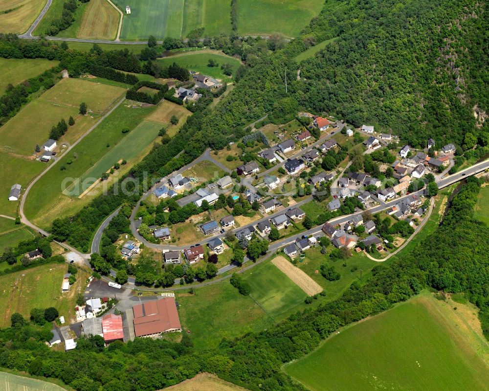 Aerial image Kellenbach - View of Kellenbach on Mount Wilson in the state of Rhineland-Palatinate. Kellenbach is located on the Hunsrueck Slate and Castle Road