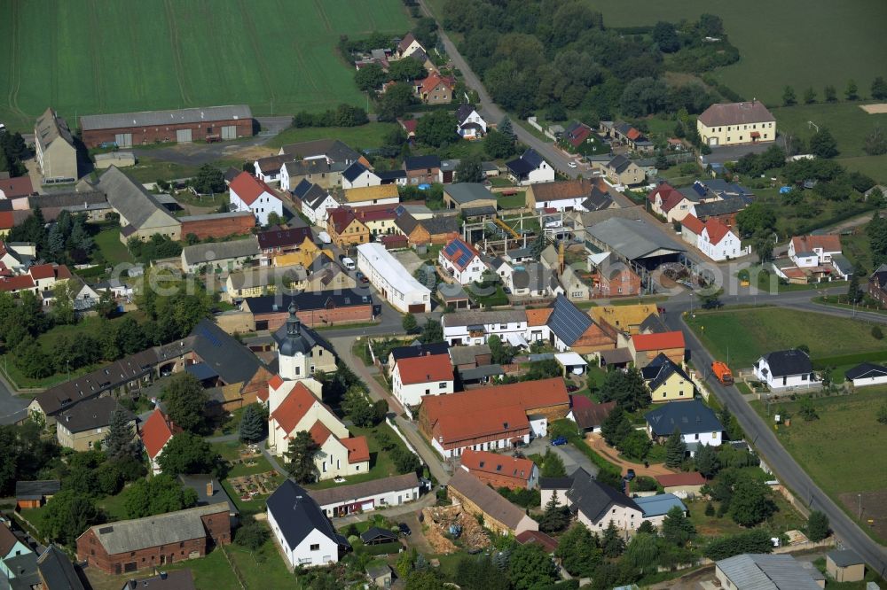 Aerial image Zschepplin - View of the Krippehna part of the borough of Zschepplin in the state of Saxony. The village is located in the county district of North Saxony and consists of farms and residential buildings